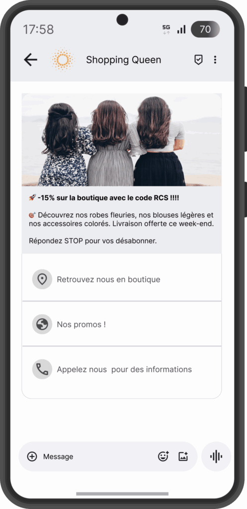 Envoyer SMS image mode pret a porter