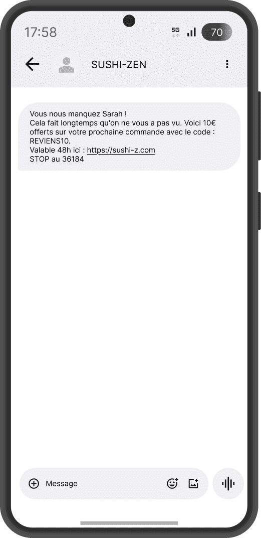 Réactivation (Win-Back) par SMS marketing pro
