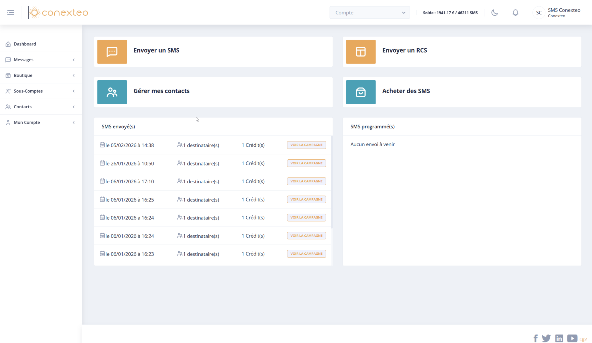 plateforme sms professionnel conexteo